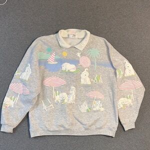 Charming Gray Graphic Crewneck Sweater Cute #1